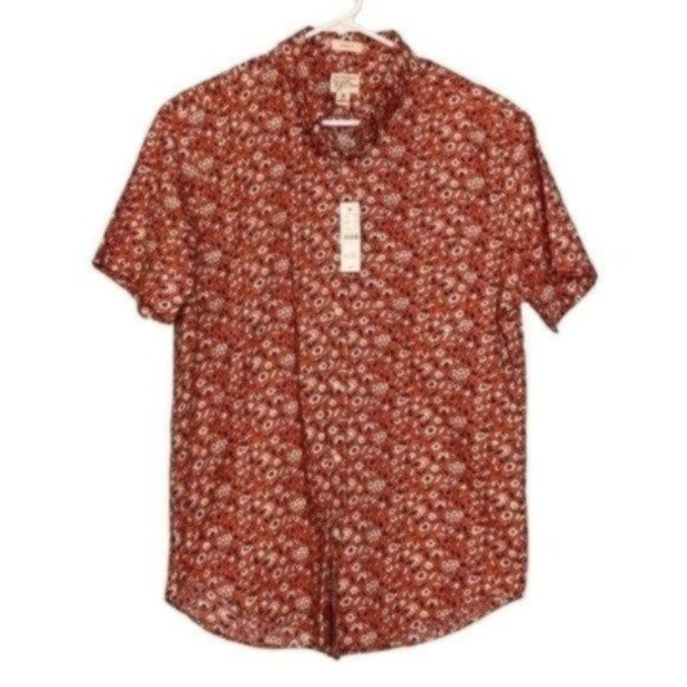 SOLD NWT J. Crew Classic Fit Short-sleeve slub cotton shirt In Orange Floral - Picture 2 of 6